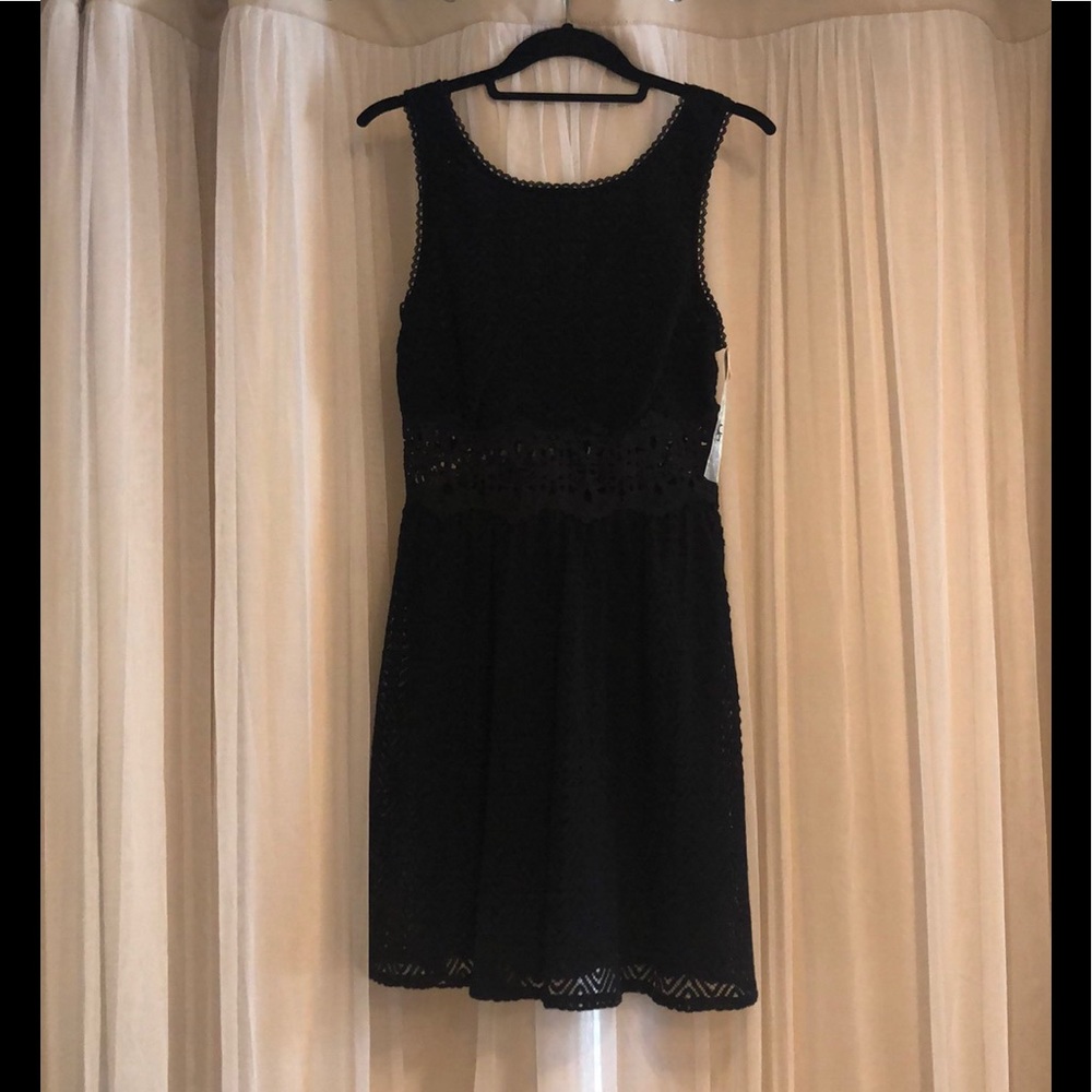 Black crochet mini dress- fake free people